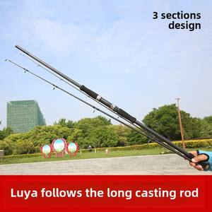 Byloo Canne à leurre de pêche en mer à trois sections en carbone Super dur Canne à lancer relais à longue portée en 3.3 3.6 3.9m Action lente - Product Image 4