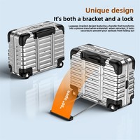 Étui pour AirPods Design Bagage, TPU+PC 2 en 1, Housse Antichoc avec Support Pliable et Boucle de Verrouillage pour AirPods Pro 2 Pro 3 AirPods 4