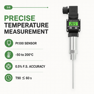 Capteur de température haute précision Pt100, précision de 0,5 % pour la surveillance de la température des conduites chimiques - Product Image 3