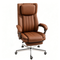 Fauteuil de bureau de direction de luxe inclinable avec réglage de la tension, repose-pieds et dossier inclinable – Chaise de bureau