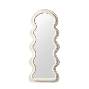 Espejo de Piso con Marco de Franela Ondulada de Terciopelo Colorido Contemporáneo Decoración Moderna para el Hogar con Forma de Onda para Sala de Estar o Dormitorio - Product Image 6