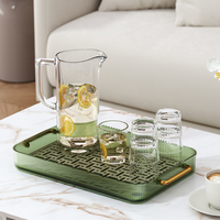 Plateau de drainage rectangulaire en plastique de luxe léger avec poignée, plateau plat domestique pour tasses à thé, verres à eau, service à thé