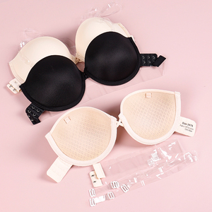 Women Invisible <strong>Bra</strong> Stick on Push up Underwire Padded Cup <strong>Strapless</strong> <strong>Bra</strong> with <strong>Clear</strong> Halter Neck Strap - Product Image 1