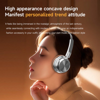 Casque sans fil rétro style vintage avec micro intégré, ajustement confortable, port Type-C pour musique et appels
