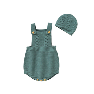 Mimixiong Ensemble de vêtements pour bébé en gros Ensemble doux unisexe pour bébé Pyjama à bretelles tricoté avec chapeau 2 pièces Costume pour filles garçons - Product Image 1
