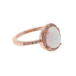 Promotion bague en opale de feu <span class=keywords><strong>blanche</strong></span>, bijoux personnalisés, grande <span class=keywords><strong>pierre</strong></span> rose or, <span class=keywords><strong>pierre</strong></span> unique, bijoux vintage modernes - Product Image 3