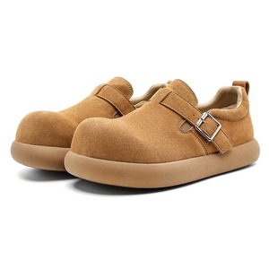 Cotton shoes 2026 spring new style matte leather with buckle <b>padded</b> one-piece slip-on over sized men's shoes - Product Image 5