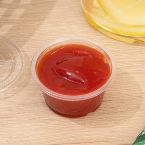 Vasos de salsa transparentes de PP al por mayor de fábrica con tapas planas de PET en tamaños de 1oz/1.5oz/2oz/3oz/3.5oz/4oz/4.5oz/5oz para uso en restaurantes - Product Image 3