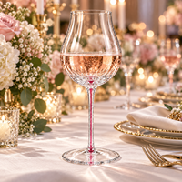 Verre à vin en gros à tige colorée, rose et vert, en verre taillé, gobelet à vin à longue tige pour mariage, banquet, hôtel, restaurant, bar, fête