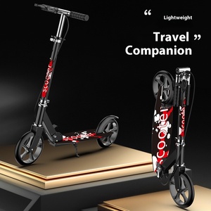 Trottinette pliable urbaine pour adultes à deux roues avec grande roue plate en PU et frein à main pour un transport pratique - Product Image 3