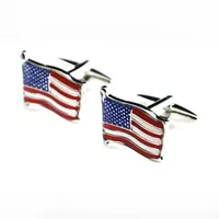 wholesale manufacturer gift box brand blank silver USA flag cuff link cufflink for mens