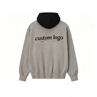 Sweat à capuche basique vierge pour homme, style Old Money Preppy, avec logo personnalisé, coupe oversize, capuche contrastante, en coton premium, streetwear en gros