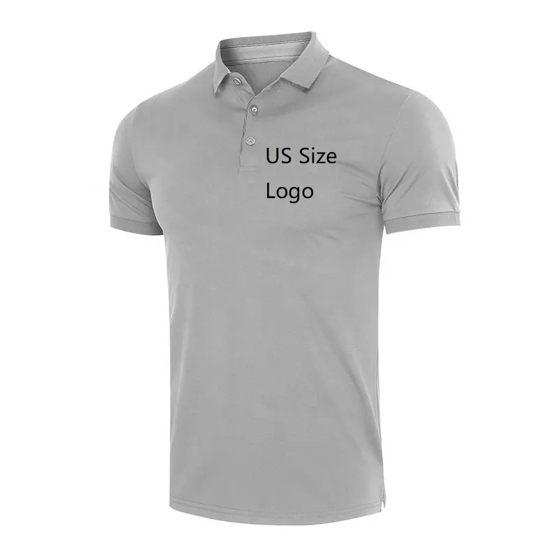 Kemeja Polo Ukuran US Dropship Pria, Kaus Olahraga Lengan Pendek Cepat Kering Poliester Logo Kustom Kerja Kantor Ukuran Besar