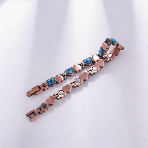 Heart Shape Turquoise <b>Copper</b> Alloy <b>Bracelet</b> Antique Plated Vintage Chain Link Unisex Jewelry Gift - Product Image 2