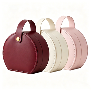 Eco-friendlyTailored High End Chic Arc Carry Sleek Portable Vegan Leather Jewelry <b>Storage</b> Companion - Product Image 1