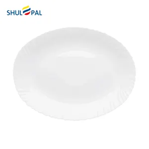 Customized White Porcelain 10 inch Opal Plate Cheap Solid Hotel Charger Plate Enamel Plates