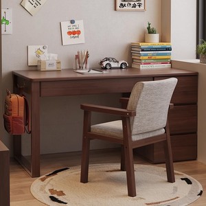 Sillas de escritorio de oficina de madera maciza de estilo minimalista nórdico con cajón de almacenamiento para el hogar, estudio para niños, uso en la oficina - Product Image 5