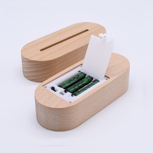 Không dây LED Đèn đứng hình bầu dục sồi ánh sáng ban đêm cơ sở bảng đèn gỗ rắn giữ đèn Acrylic ấm đêm Đèn trang trí nội thất - Product Image 1