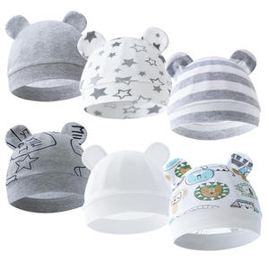 หมวกหมีการ์ตูนผ้าฝ้ายแท้สำหรับทารกแรกเกิด0-3เดือนหมวกถักชั้นเดียวสำหรับฤดูใบไม้ร่วง-ฤดูหนาว - Product Image 3