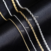 Collier en acier inoxydable plaqué or 18 carats, chaîne torsadée en or rempli PVD de 5 mm, 4 mm, 3 mm, pour hommes et femmes, sans ternissement, vente en gros