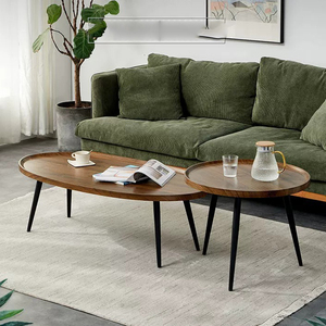 Tavolino da Caffè in Legno Massello per Soggiorno e Camera da Letto, Design Moderno e Semplice, Tavolino Laterale Rosso per Divano Angolare - Product Image 1