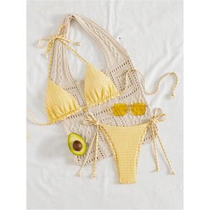 Women's Plaid Cheeky <b>Bikini</b> <b>Set</b> 2 Piece Gingham Halter Triangle <b>String</b> High Cut Swimsuit Stretch Bathing Suit - Product Image 4