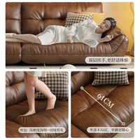 Canapé italien de luxe en cuir moderne et minimaliste style voilier droit couche supérieure en cuir de vache avec nuages super doux pour le salon