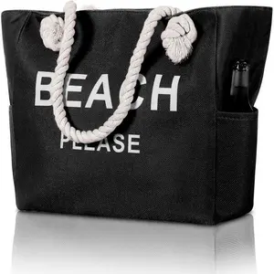 Custom Printed Waterproof Canvas Tote Beach Bag Tote Canvas Bags Plain Large Capacity Shoulder Canvas Cotton Tote Bag