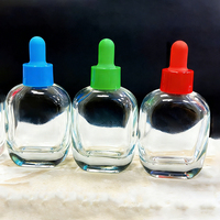 Flacon compte-gouttes carré en verre transparent de 30 ml - Design de luxe à fond épais pour huile de croissance capillaire et sérum de soin de la peau