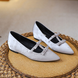 Korean Style <strong>Flat</strong> Shallow Mouth <strong>Pointed</strong> <strong>Toe</strong> Ladies Casual Summer Versatile Bowknot Slip-on Ladies Footwear Elegant Dressy Shoes - Product Image 3