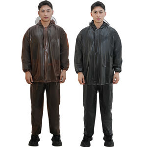 Suministro directo de fábrica muestra aceptable poliéster Pvc impermeable reflectante con capucha hombres impermeable Terno - Product Image 3