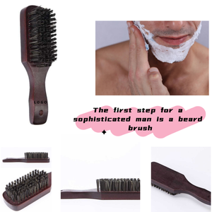 Vente en gros logo personnalisé mini petit manche rond en forme de poil de sanglier en bois de hêtre <span class=keywords><strong>brosse</strong></span> à <span class=keywords><strong>barbe</strong></span> de barbier vegan pour hommes - Product Image 5