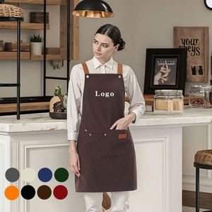 Customized Personality Logo Restaurant Cafes Cleaning Chef Custom <b>Aprons</b> <b>Kitchen</b> with Pocket for Barber Shop - Product Image 1
