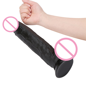 Venta al por mayor <span class=keywords><strong>12</strong></span> pulgadas negro pene artificial juguetes sexuales suave grande realista consolador realista enorme consolador masculino para mujeres adultas productos sexuales - Product Image 2