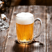 Gobelet à jus carré de grande capacité 380 ml - Verre à bière transparent épaissi avec poignée pour bar et usage domestique