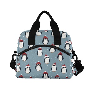 Sac isotherme tendance avec motifs pingouins et logo personnalisé, grande taille, fermeture éclair, portable, pour pique-nique et activités de plein air - Product Image 2