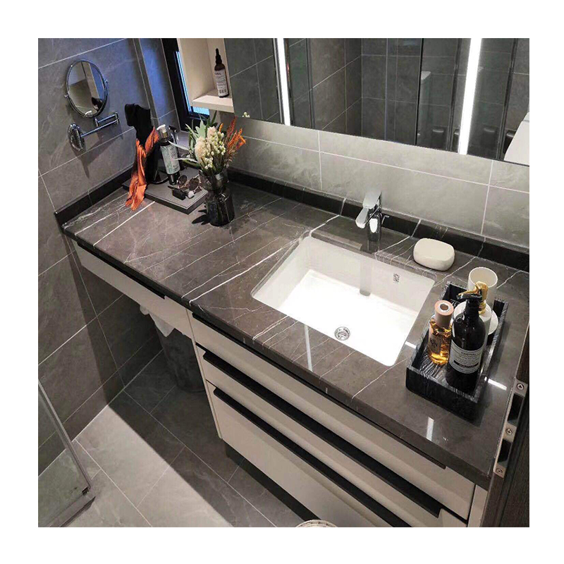 Высококачественная современная роскошная плита из натурального камня, серая мраморная плита, кухонные столешницы