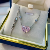Collar de plata de ley 925 chapado en oro para mujer, joyería, corazón, diamante, envío directo