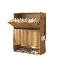 Meuble de rangement à chaussures en MDF écologique, minimaliste, pour entrée, avec étagères rabattables