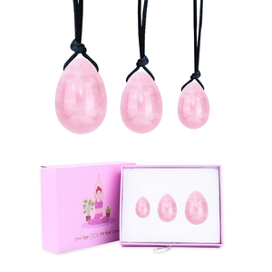 Huevos Yoni <span class=keywords><strong>de</strong></span> Cuarzo Rosa 100% Natural, Juego <span class=keywords><strong>de</strong></span> Piedras Curativas para Mujeres, Gran Venta - Product Image 1