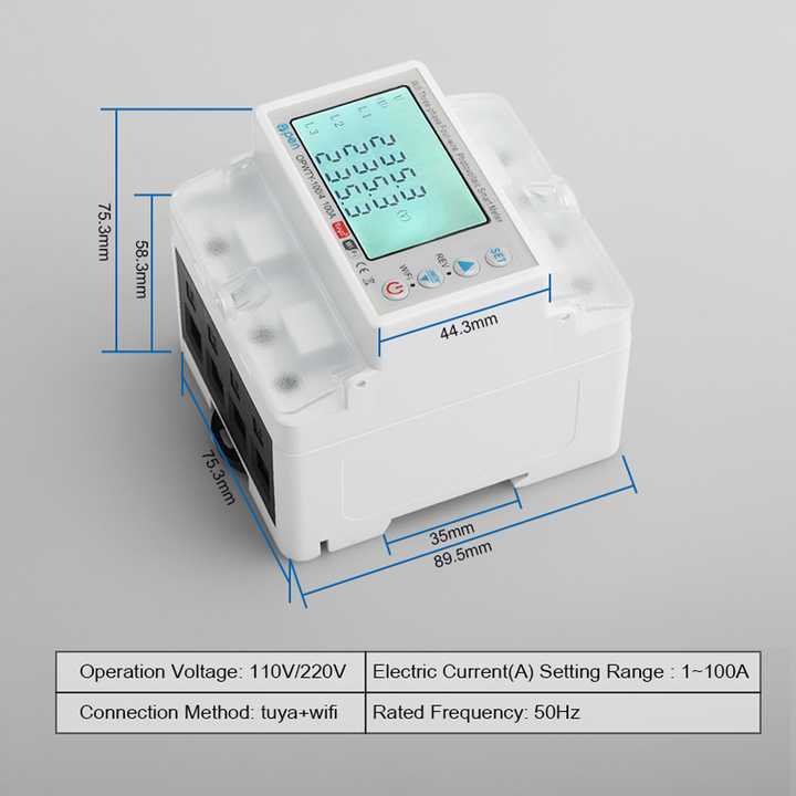 Für TUYA Stromzähler 3 Phasen Monitor, Smart Meter Home Power Monitor Vier-Draht-Stromzähler, Elektromagnetischer Gegenseitiger Stromzähler Echtzeit-Stromüberwachung- ZIGBEE 120A