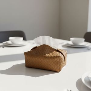 Waterproof Multi-Purpose PU Leather Tissue Box and Napkin Storage Paper Bag <b>Set</b> for Home Living Room <b>Dining</b> <b>Table</b> - Product Image 1