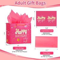 Sacs cadeaux de luxe rose avec logo estampé à chaud, perforés, pour anniversaire, sacs de shopping, emballage sur mesure en papier