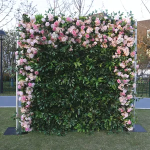 Свадебные принадлежности для вечеринки темно-розовая Гортензия искусственные розы трава Настенный дизайн цветы зал декорация для сцены для свадьбы