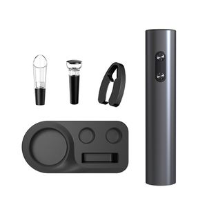 Custom logo Wine Accessories 5 in 1 <b>Battery</b> <b>Operated</b> Electric Red Wine Bottle Opener Corkscrew Kit Set With Base - Product Image 2