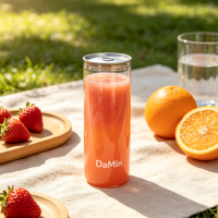 Boîte en PET transparente durable de 330 ml pour boissons énergisantes, emballage de boissons, pot en plastique avec couvercle en aluminium et bouchon en aluminium