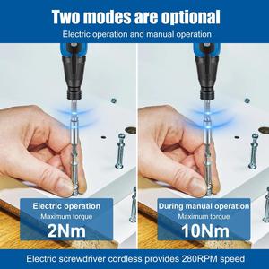 Destornillador Eléctrico Inalámbrico Mini para el Hogar, Recargable por <span class=keywords><strong>USB</strong></span>, con Batería de Litio de 3.6V, 280 RPM, Juego de Destornilladores - Product Image 5