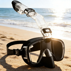 Diving Mask With Snorkel Tube Two Windows Polycarbonate Lenses Adult Beach Snorkeling Equipment - Product Image 1