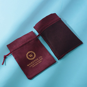 Sacs à cordon rectangulaires en velours bordeaux Weikende Co 8x10cm 15x20cm pour emballage de bijoux, logo personnalisé, rangement de cadeaux - Product Image 2
