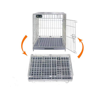Cage et transporteur de luxe en acier inoxydable pour chien avec fermeture à bouton, emballage en boîte - Utilisation intérieure/extérieure pour chiens de petite et grande taille